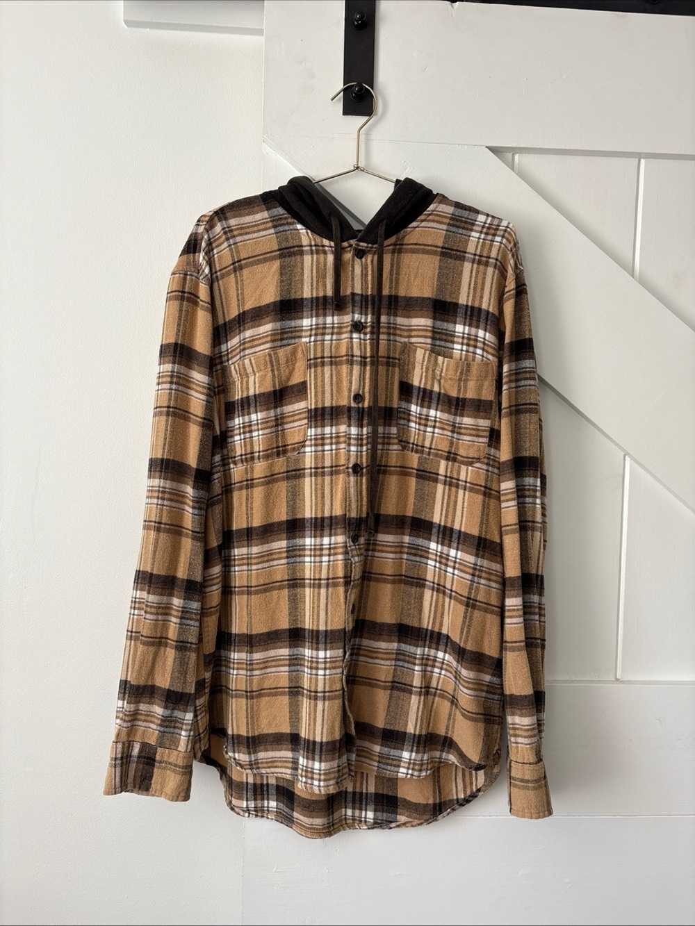 Pacsun Men’s Plaid Flannel Hoodie Shirt Button-Up Long Sleeve Size Large